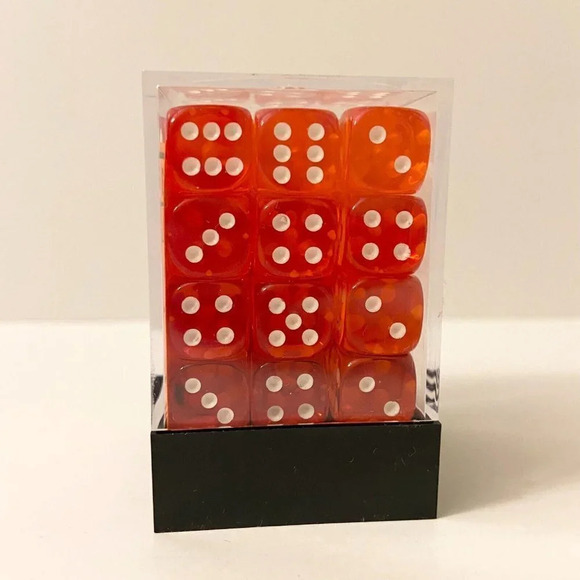 Chessex 36 Dice Set Translucent  Orange White 12mm CHX 23803 - Picture 6 of 9